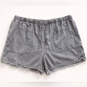 Boho Gray Drawstring Shorts XXL Frayed Hem Lounge Casual Summer
